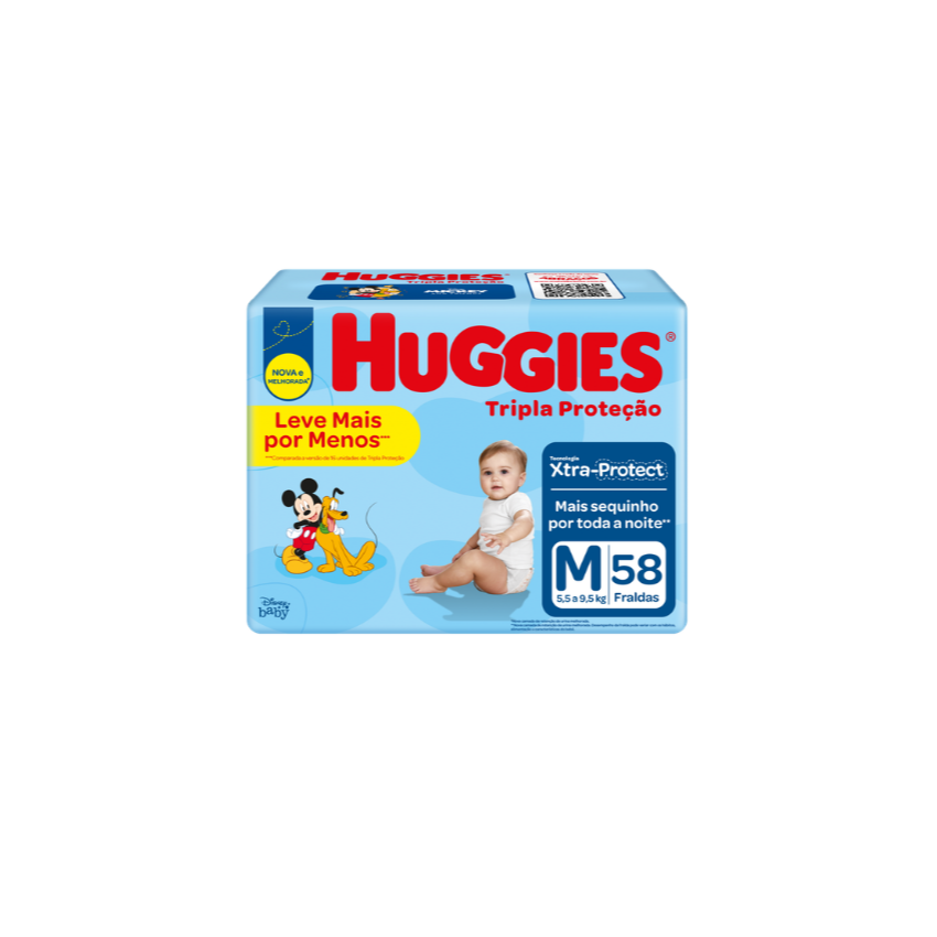 FRALDA HUGGIES TRIPLA PROTEÇÃO MEGA+ M 58 UNIDADES