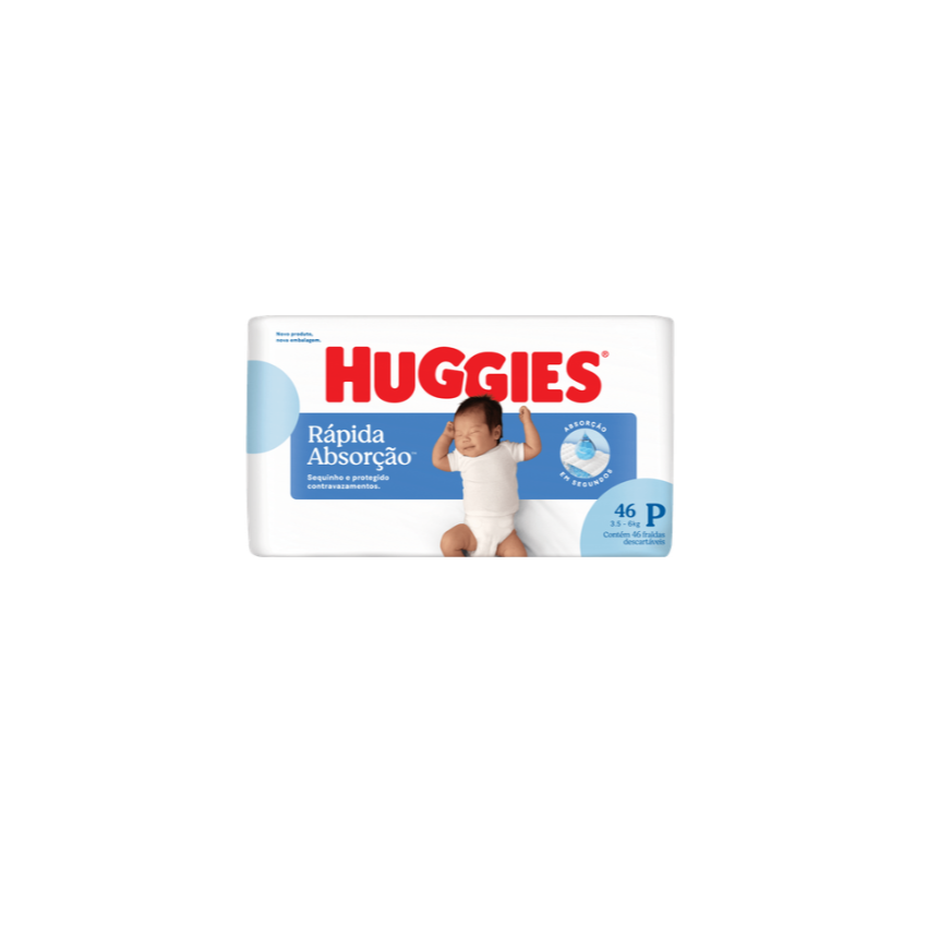 FRALDA HUGGIES TRIPLA PROTEÇÃO MEGA P COM 46 UNIDADES