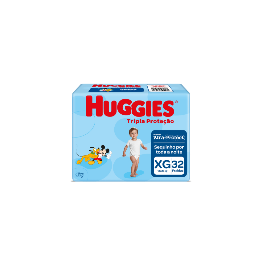 FRALDA HUGGIES TRIPLA PROTEÇÃO MEGA XG COM 32 UNIDADES