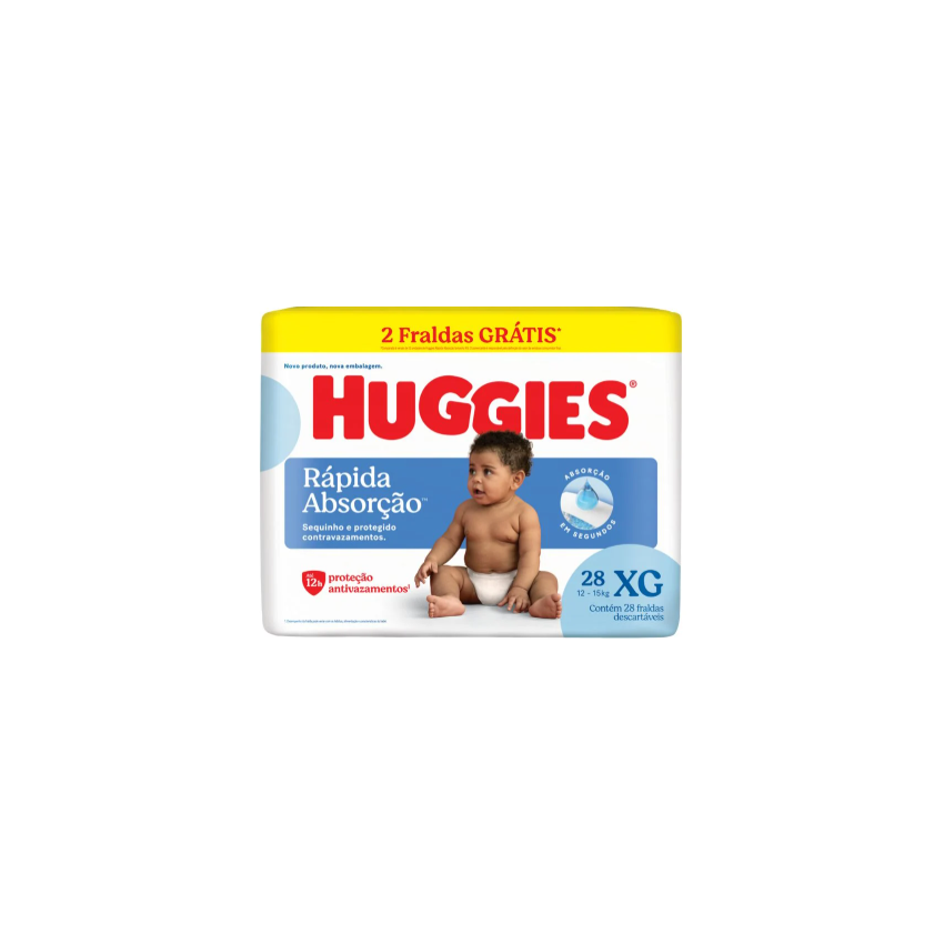 FRALDA HUGGIES TRIPLA PROTEÇÃO MEGUINHA XG COM 28 UNIDADES