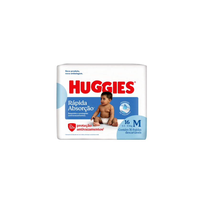 FRALDA HUGGIES TRIPLA PROTRÇÃO JUMBINHO M COM 16 UNIDADES