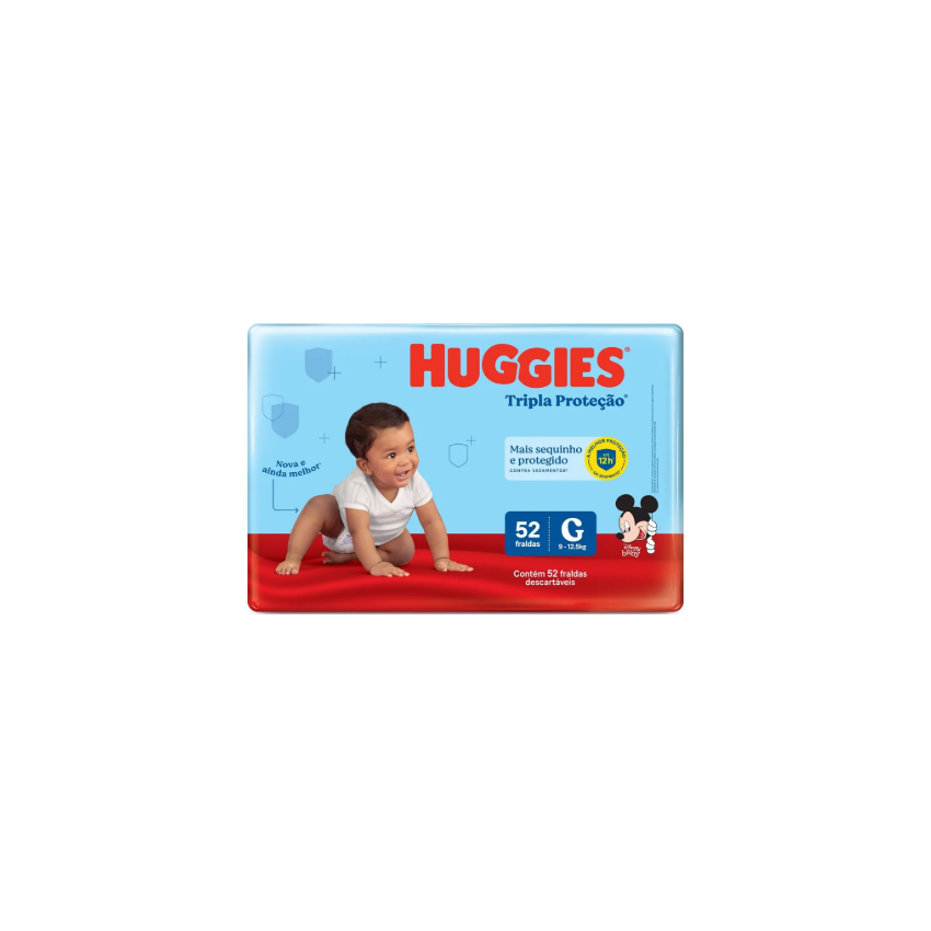 FRALDA HUGGIES TRIPLA PROT MEGA G COM 52 UNIDADES