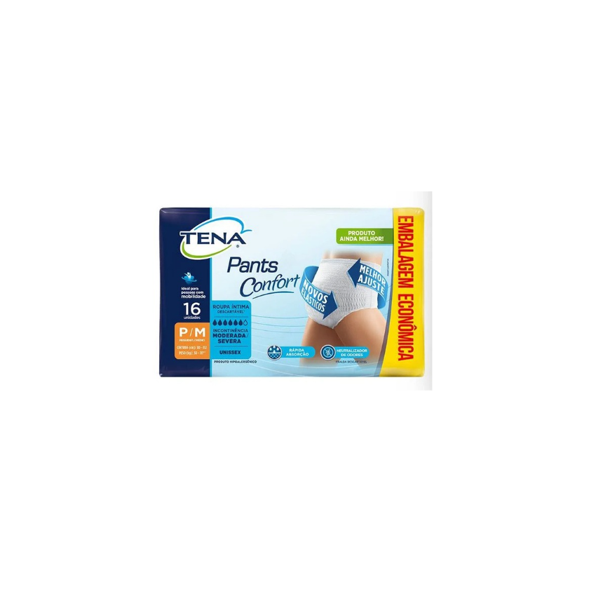 FRALDA GERIATRICA TENA PANTS CONFORT P/M COM 16 UNIDADES