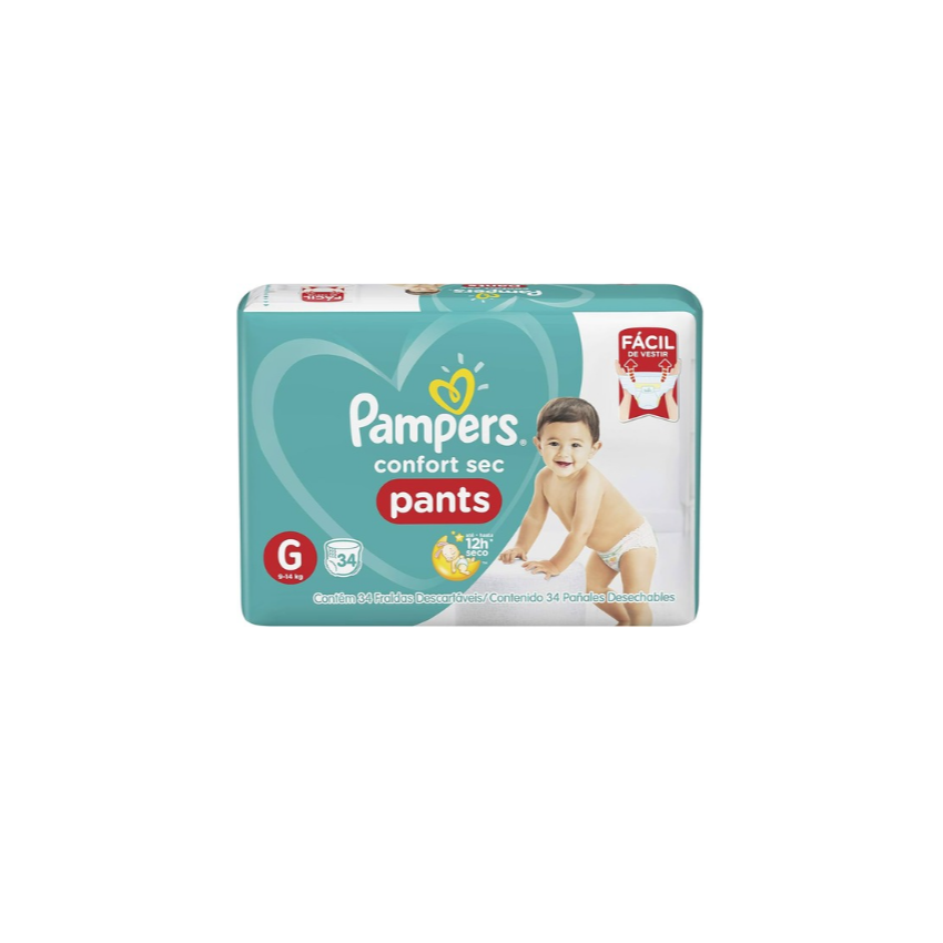 FRALDA PAMPERS CONFORT SEC PANTS G COM 34 UNIDADES