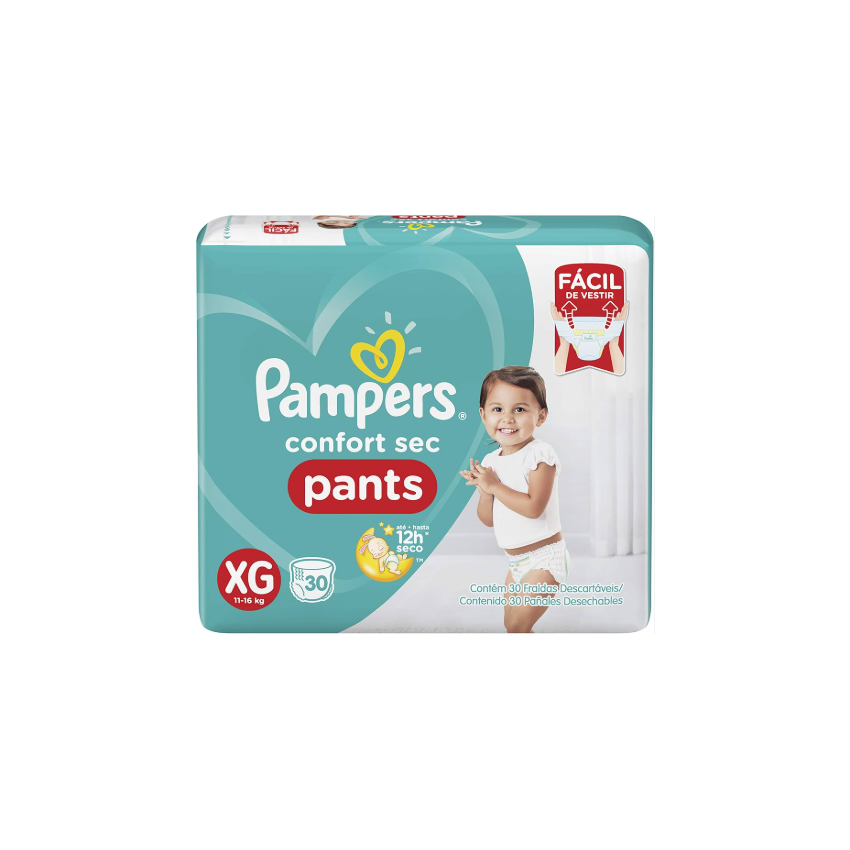 FRALDA PAMPERS CONFORT SEC PANTS XG COM 30 UNIDADES