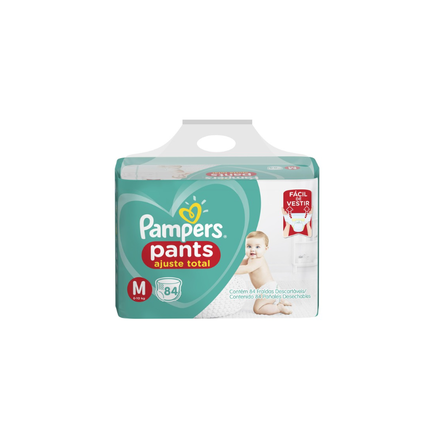 FRALDA PAMPERS PANTS TOP M COM 84 UNIDADES