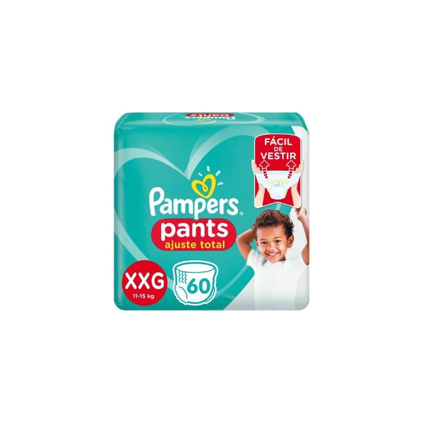 FRALDA PAMPERS PANTS TOP XXG COM 60 UNIDADES