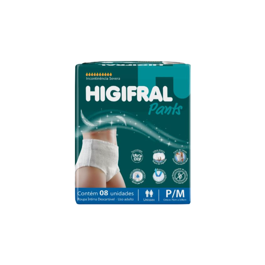 HIGIFRAL PANTS ROUPA INTIMA P/M COM 08 UNIDADES