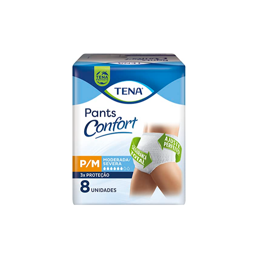 ROUPA INTIMA TENA PANTS CONFORT P/M COM 08 UNIDADES 