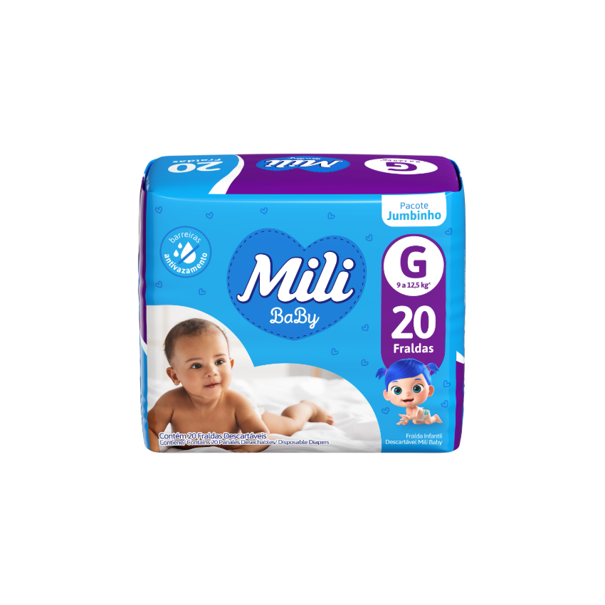 FRALDA MILI ULTRA SECA JUMBINHO G COM 20 UNIDADES