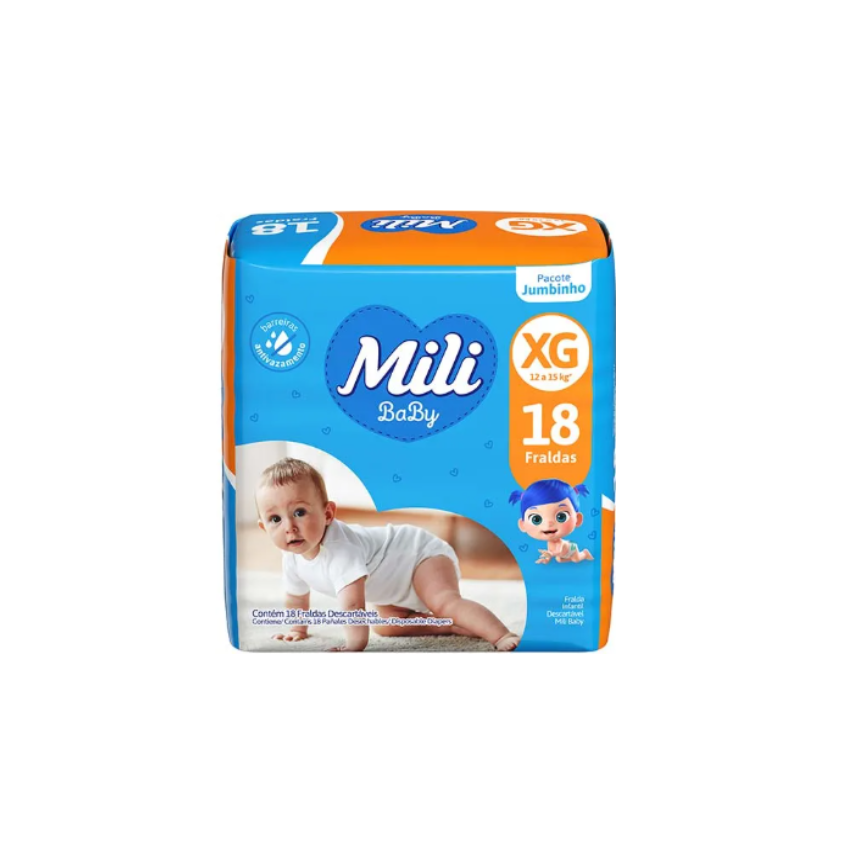 FRALDA MILI ULTRA SECA JUMBINHO XG COM 18 UNIDADES