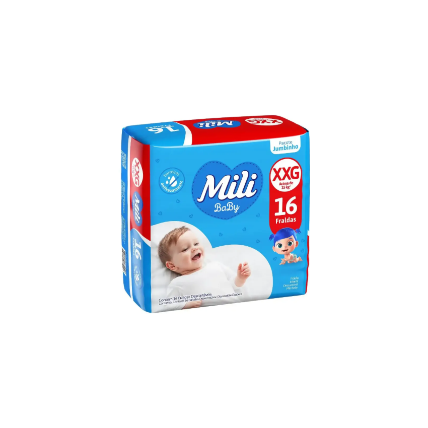 FRALDA MILI ULTRA SECA JUMBINHO XXG COM 16 UNIDADES