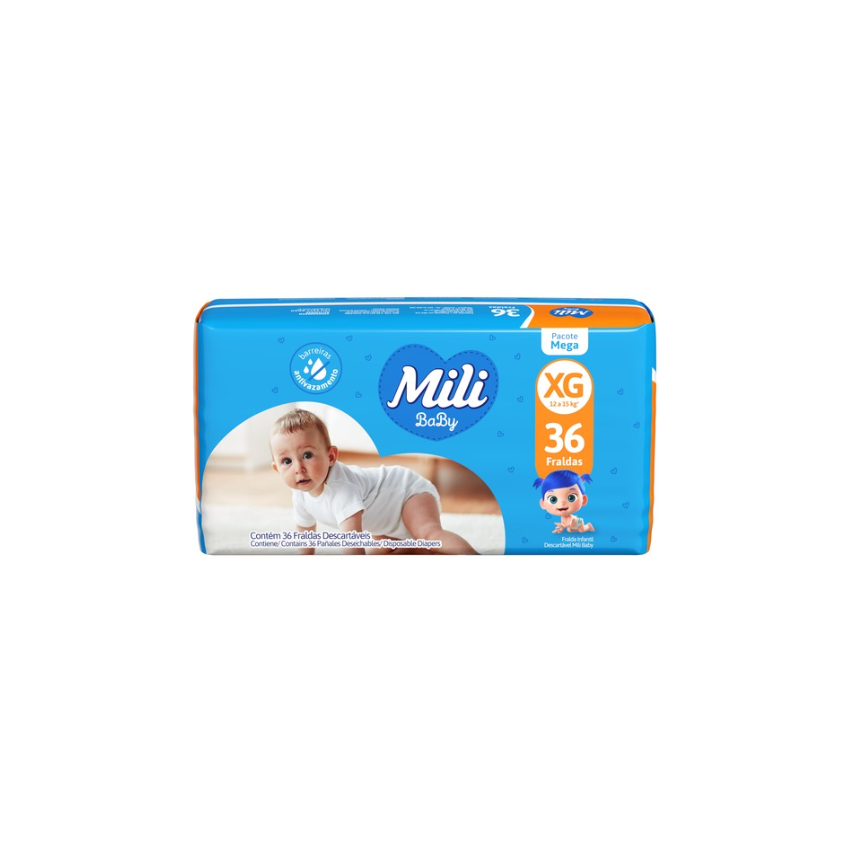 FRALDA MILI ULTRA SECA MEGA XG COM 36 UNIDADES