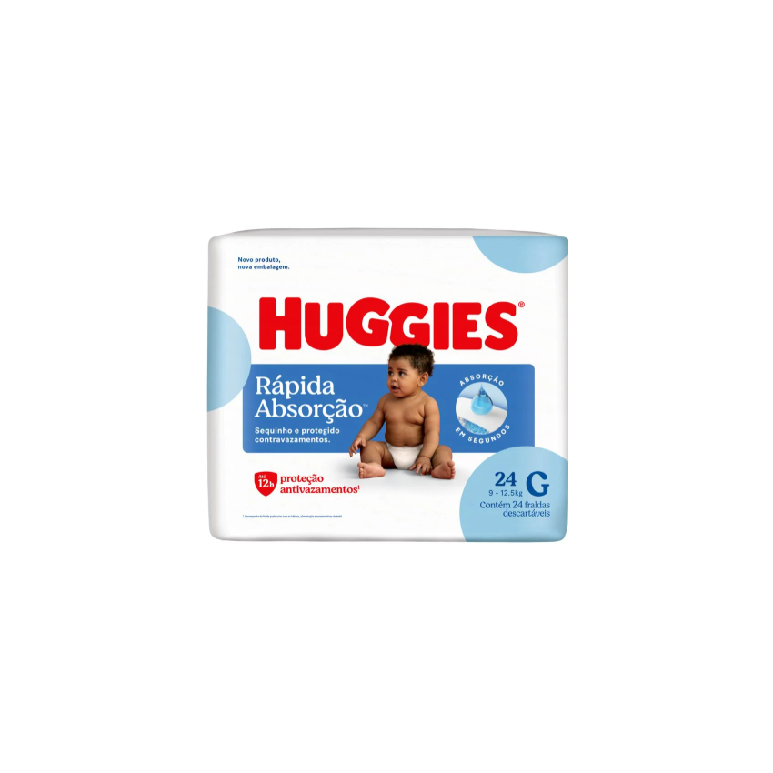 FRALDA HUGGIES TRIPLA PROT JUMBO G COM 24 UNIDADES