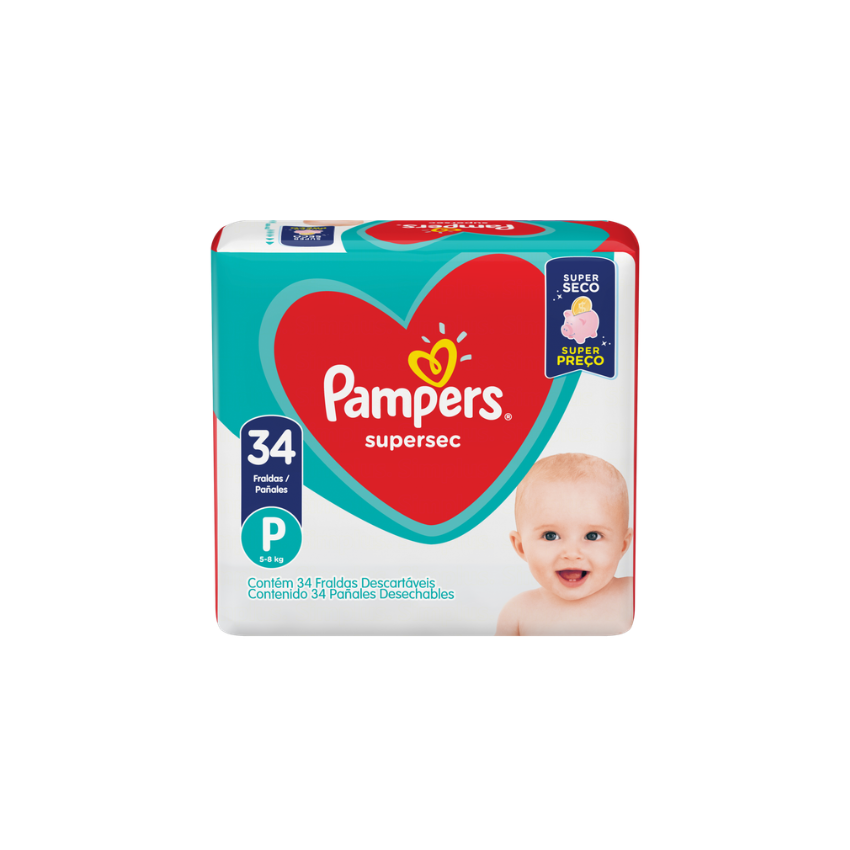 FRALDA PAMPERS SUPERSEC P COM 34 UNIDADES