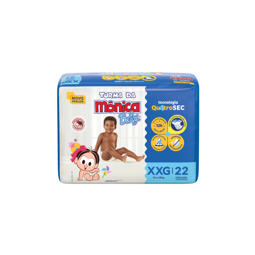 FRALDA TURMA DA MÔNICA BABY XXG COM 22 UNIDADES