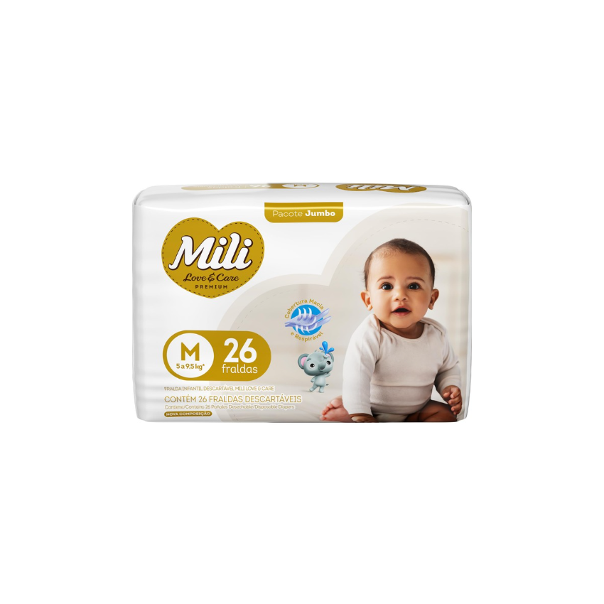 FRALDA LOVECARE JUMBO M COM 26 UNIDADES