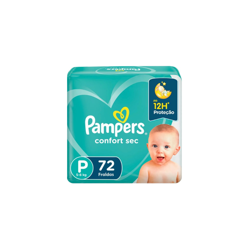 FRALDA PAMPERS CONFORT SEC BAG P COM 72 UNIDADES