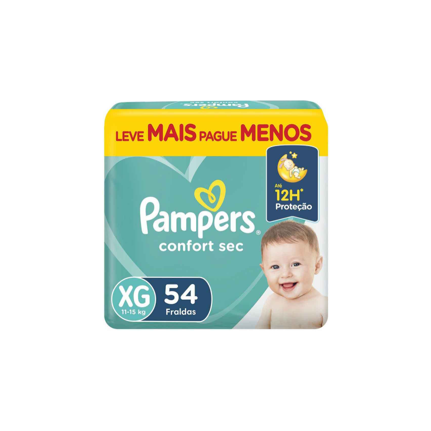 FRALDA PAMPERS CONFORT SEC BAG XG COM 54 UNIDADES