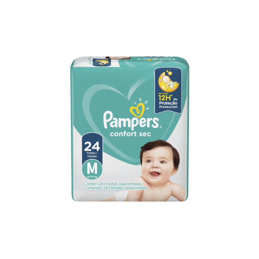FRALDA PAMPERS CONFORT SEC M COM 24 UNIDADES
