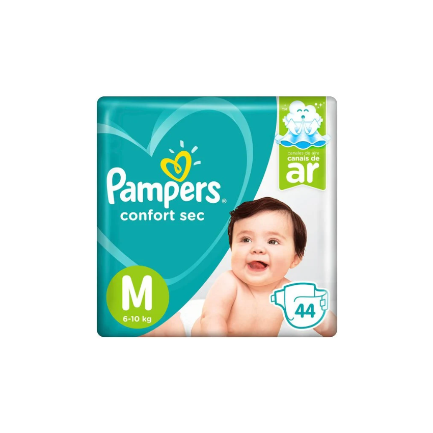 FRALDA PAMPERS CONFORT SEC M COM 44 UNIDADES
