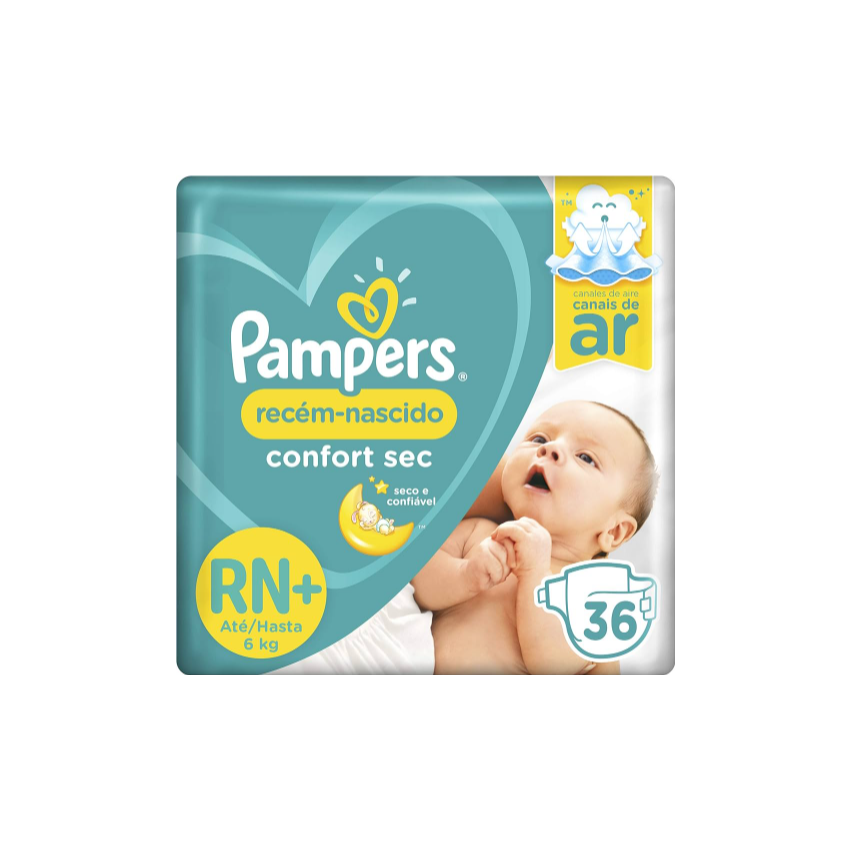 FRALDA PAMPERS CONFORT SEC MEGA RN COM 36 UNIDADES