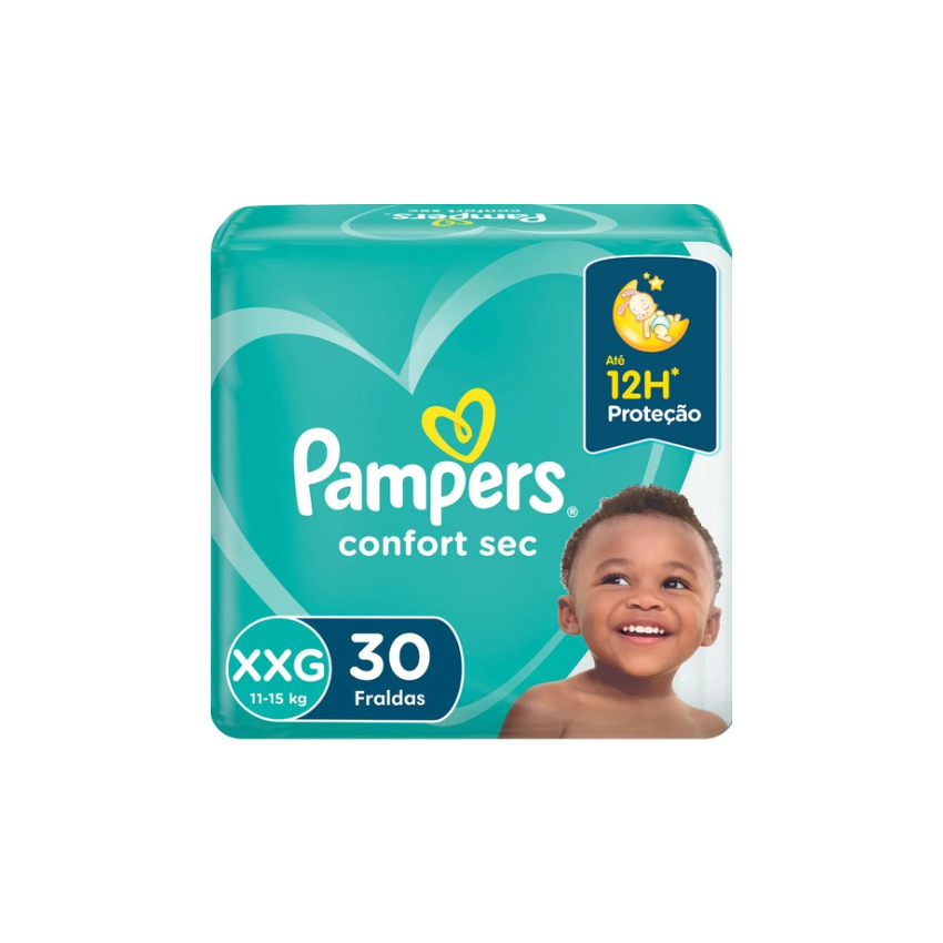 FRALDA PAMPERS CONFORT SEC XXG COM 30 UNIDADES