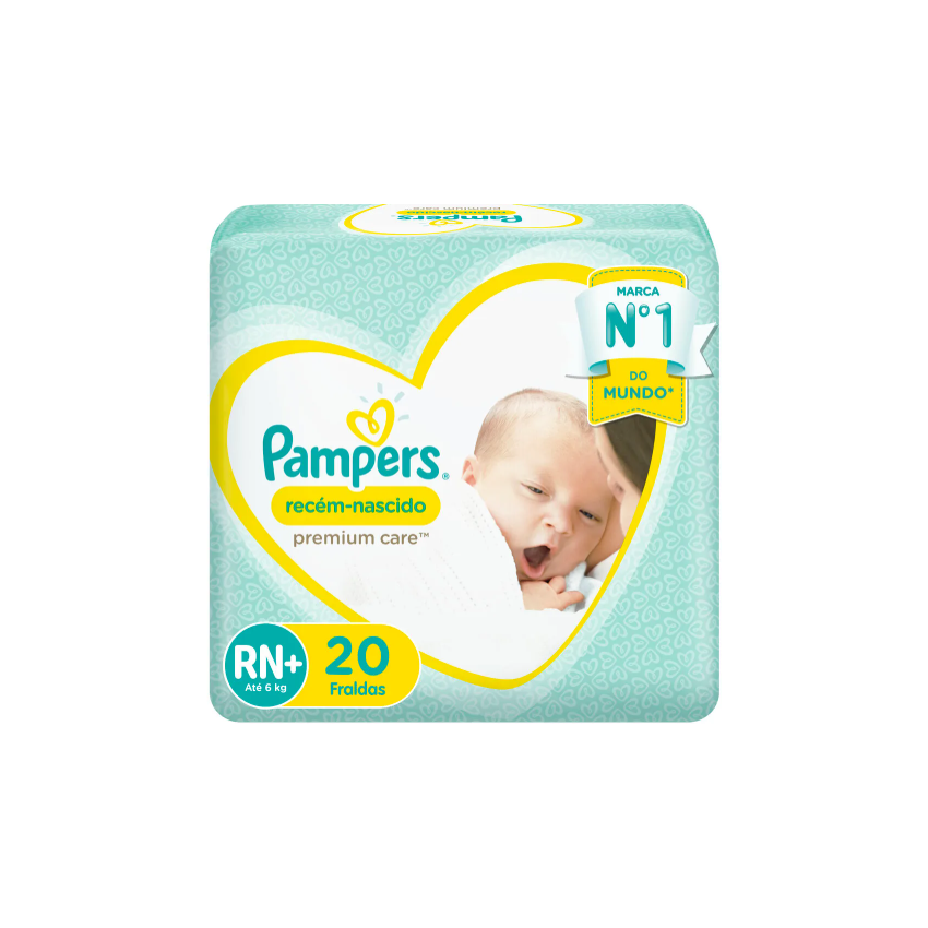 FRALDA PAMPERS PREMIUM CARE TAM RN C/20 UNIDADES