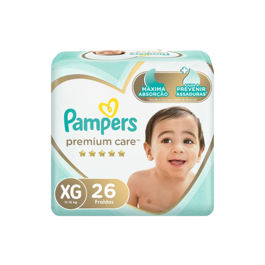 FRALDA PAMPERS PREMIUM CARE XG COM 26 UNIDADES