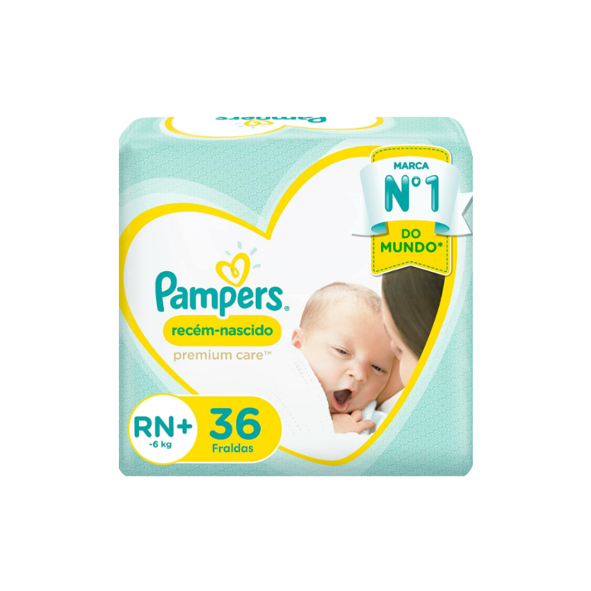 FRALDA PAMPERS RN+ PREMIUN COM 36 UNIDADES 