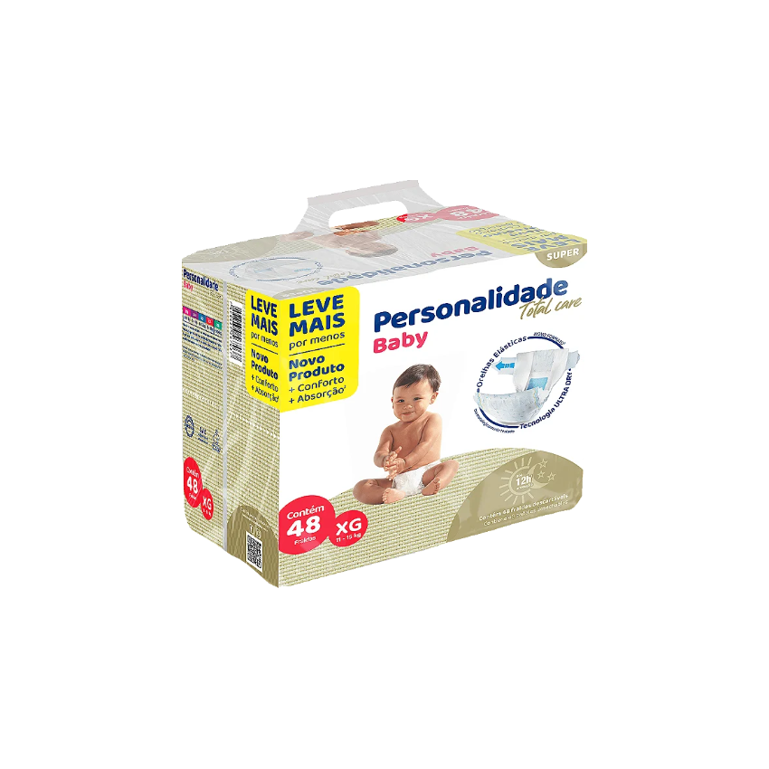 FRALDA PERSONALIDADE BABY TOTAL CARE XG COM 48 UNIDADES