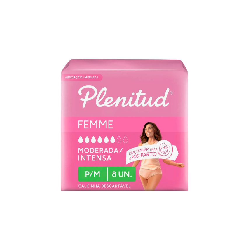 FRALDA PLENITUDE ROUPA INTIMA ACTIVE ROSA FIT P/M COM 8 UNI