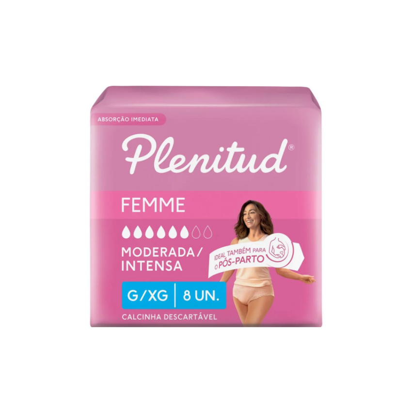 ROUPA INTIMA PLENITUD FEMM G/XG FEMININA COM 08 UNIDADES