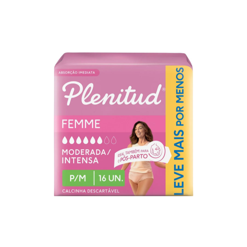 ROUPA INTIMA PLENITUD FEMME FEMININA P/M COM 16 UNIDADES 