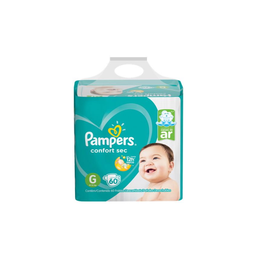 FRALDA PAMPERS CONFORTSEC SUPER BAG G COM 60 UNIDADES