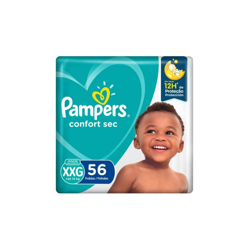 FRALDA PAMPERS CONFORTSEC SUPER BAG XXG COM 56 UNIDADES