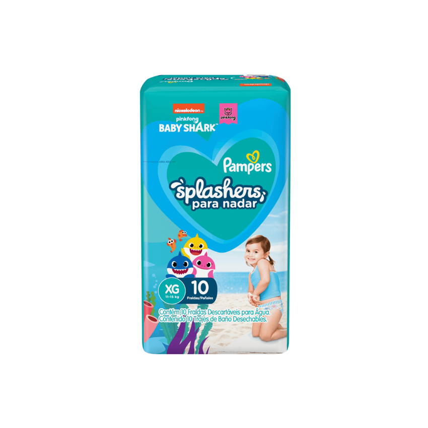 FRALDA PAMPERS SPLASHERS COM G/XG 10 UNIDADES