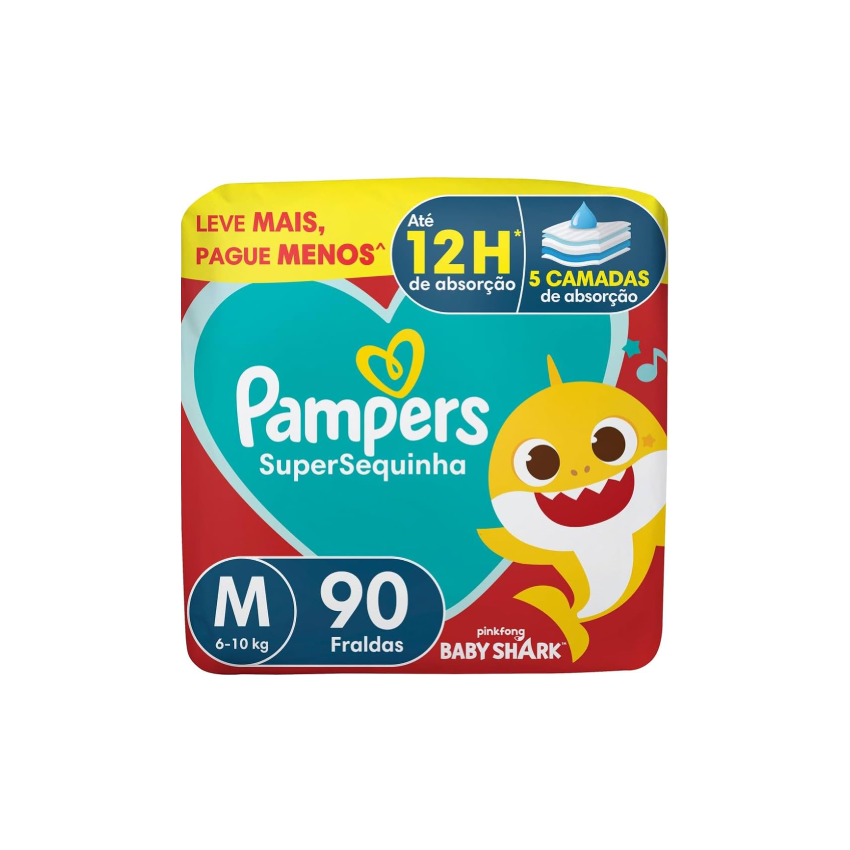FRALDA PAMPERS SUPERSEC TAMANHO M 90 UNIDADES