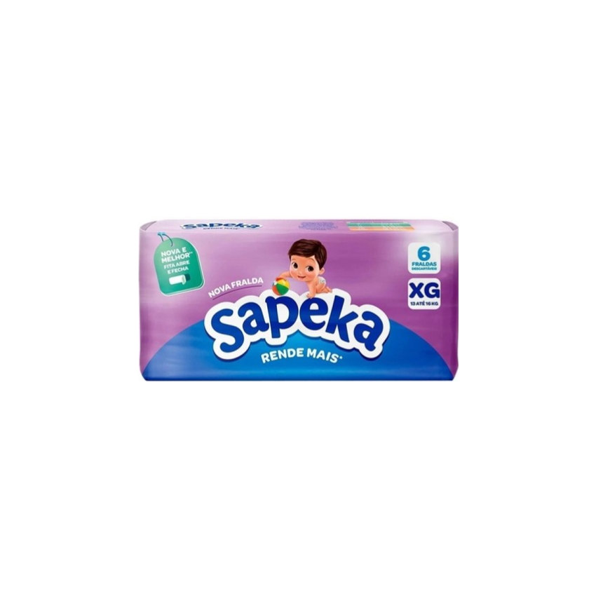 FRALDA SAPEKA REG RENDE MAIS XG 6 UNIDADES