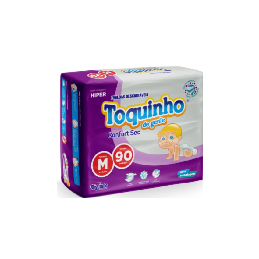 FRALDA TOQUINHO CONFORT HIPER M COM 90 UNIDADES