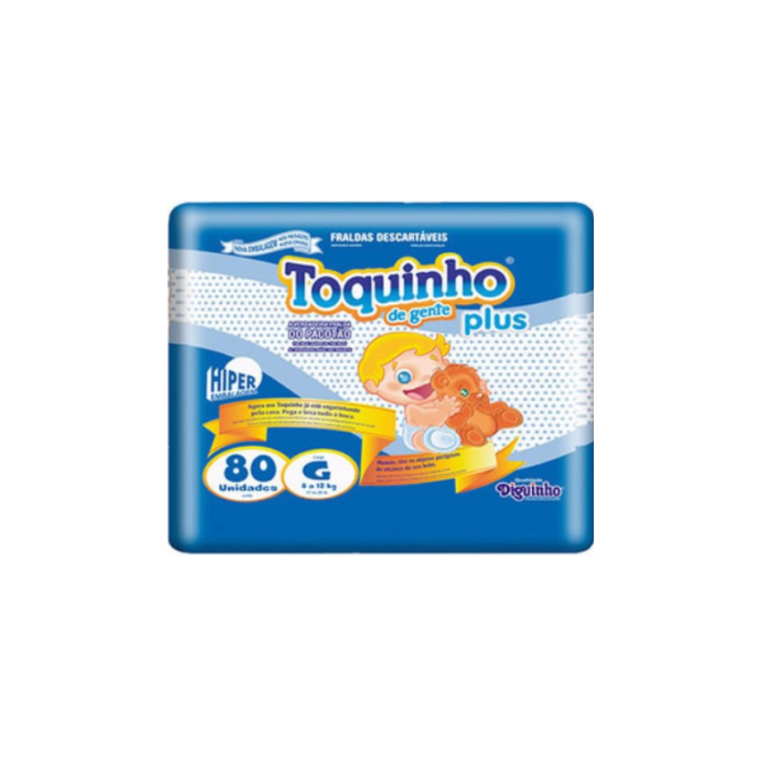 FRALDA TOQUINHO PLUS G COM 80 UNIDADES