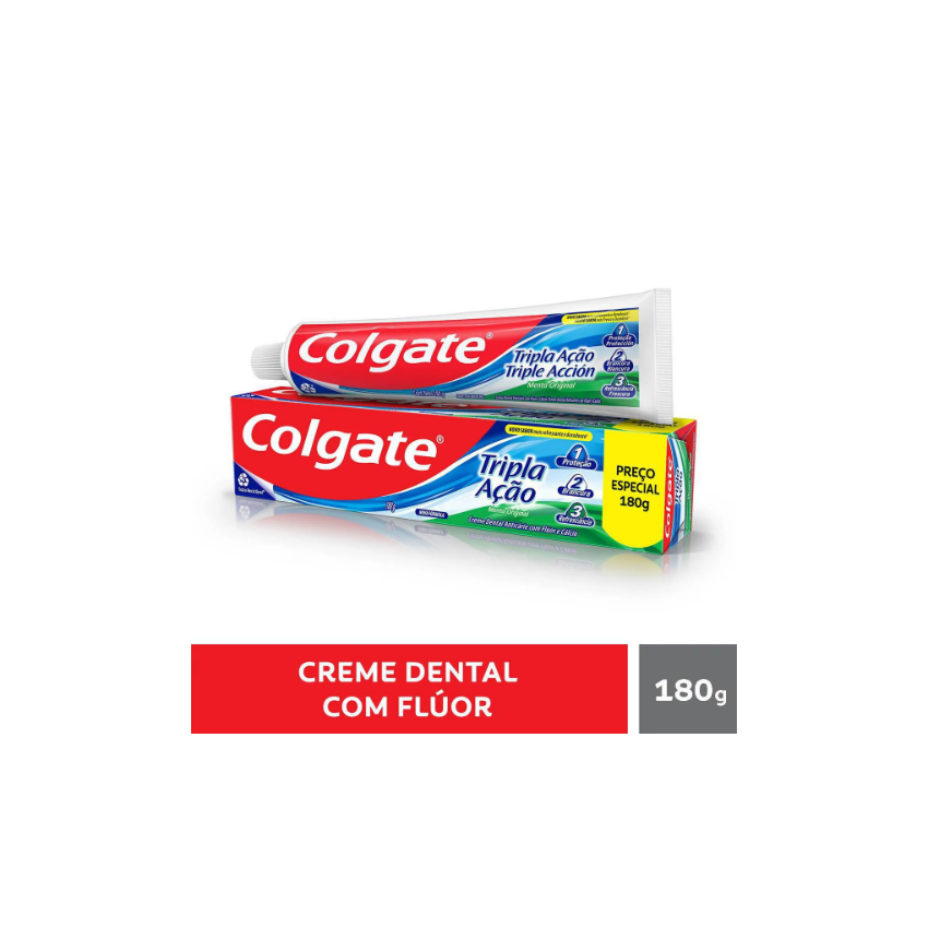 CREME DENTAL COLGATE TRIPLA AÇÃO COM 180 GRAMAS 