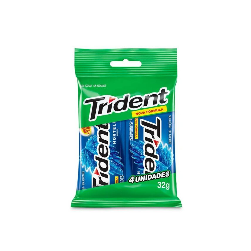 TRIDENT PACOTE COM 4 UNI DE 8 GRAMAS HORTELÃ MENTA