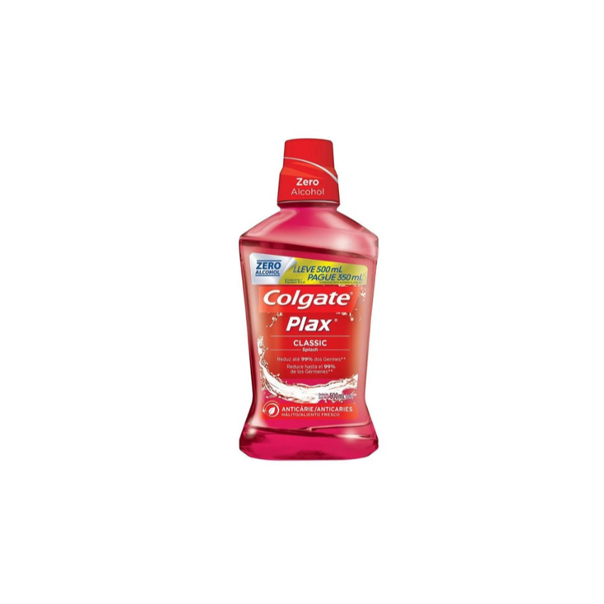 ENXAGUANTE BUCAL COLGATE PLAX CLASSIC ZERO ALCOOL 500ML
