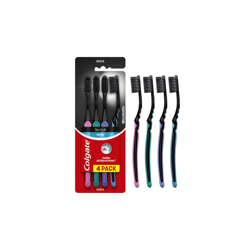ESCOVA DENTAL COLGATE SLIM SOFT BLACK 4 UNIDADES