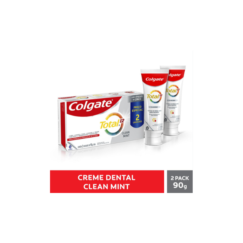 KIT CREME DENTAL COLGATE CLEAN MINT 90G COM 2 UNIDADES