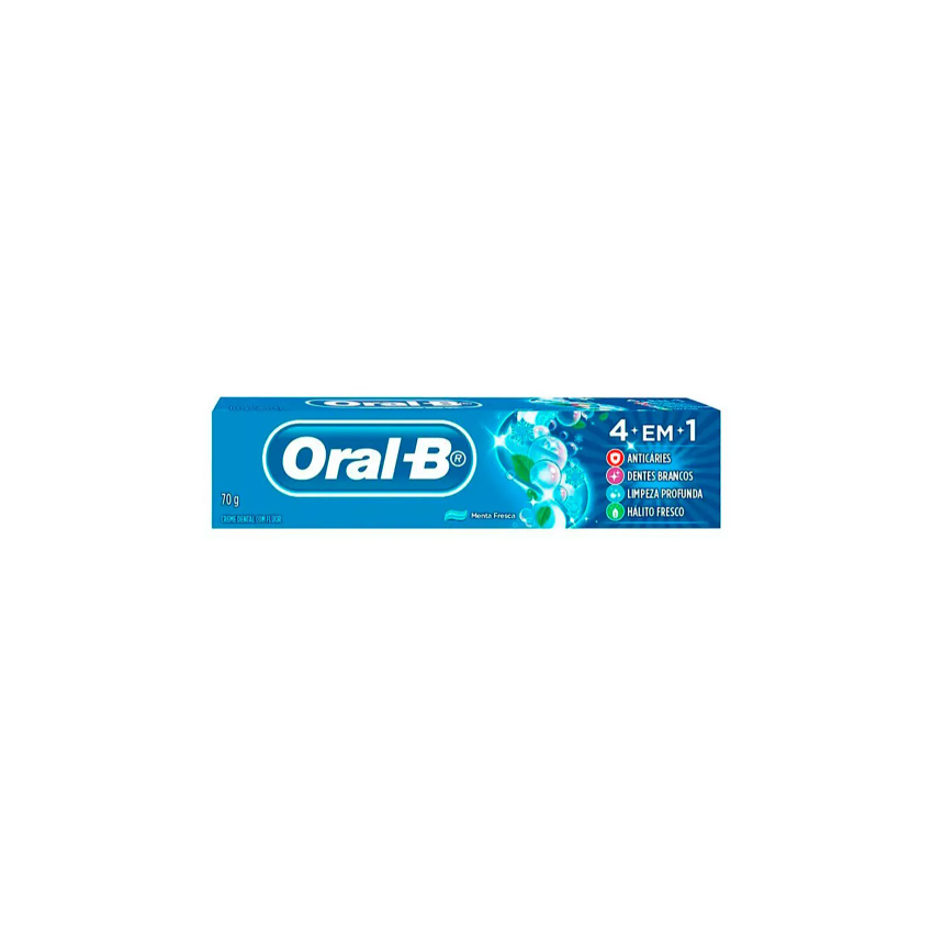 CREME DENTAL ORAL B 4 EM 1 SABOR MENTA FRESCA COM 70 GRAMAS