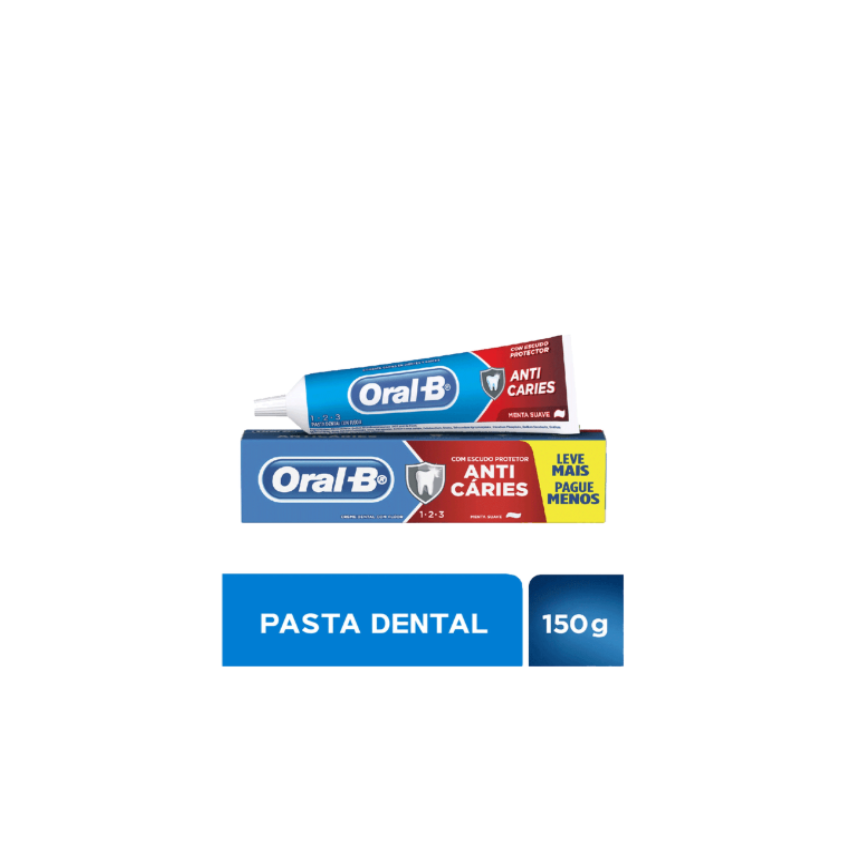 CREME DENTAL ORAL B 123 ANTICARIES MENTA SUAVE 150G