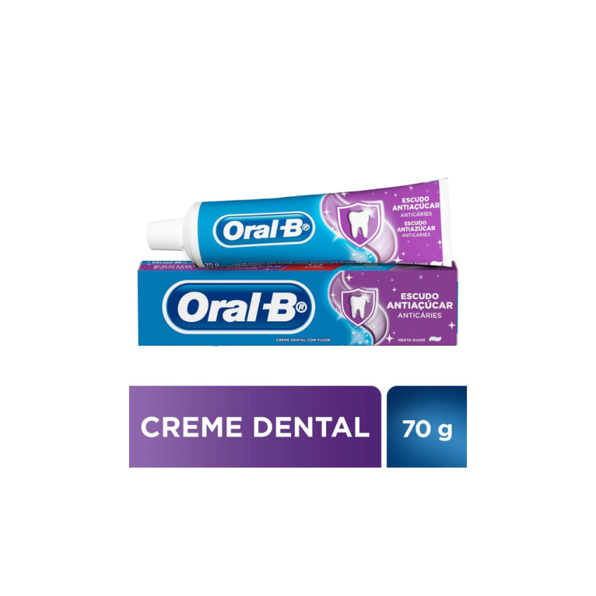 CREME DENTAL ORAL-B ESCUDO ANTIAÇUCAR ANTICARIES 70G
