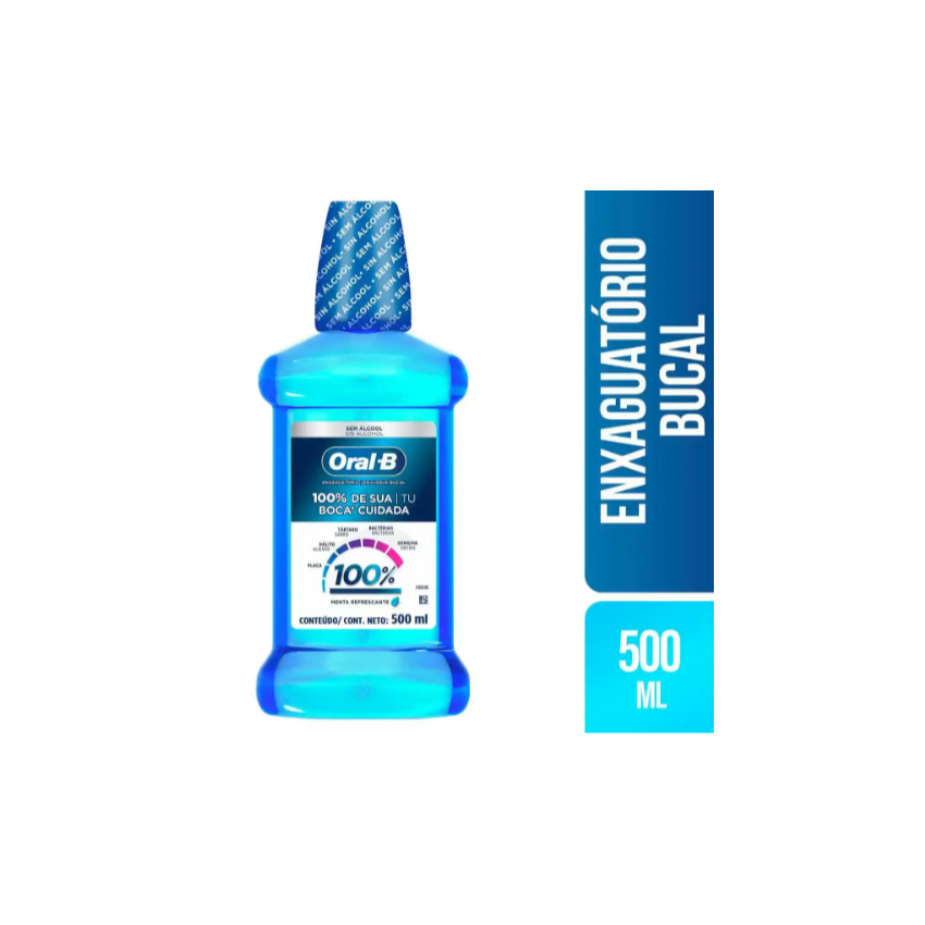 ENXAGUANTE ORAL-B 250ML 100% MENTA SEM ALCOOL
